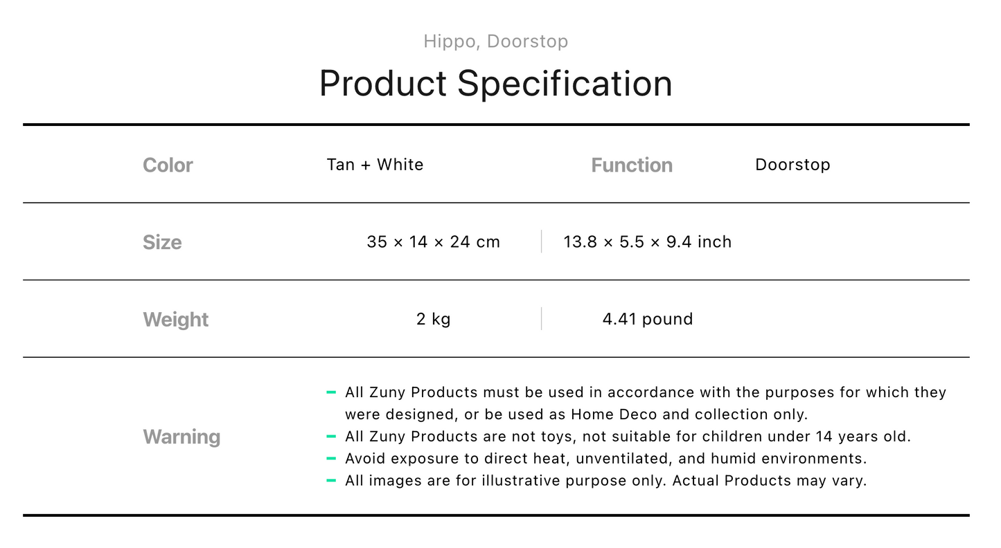 Zuny Hippo Tan (Doorstop)