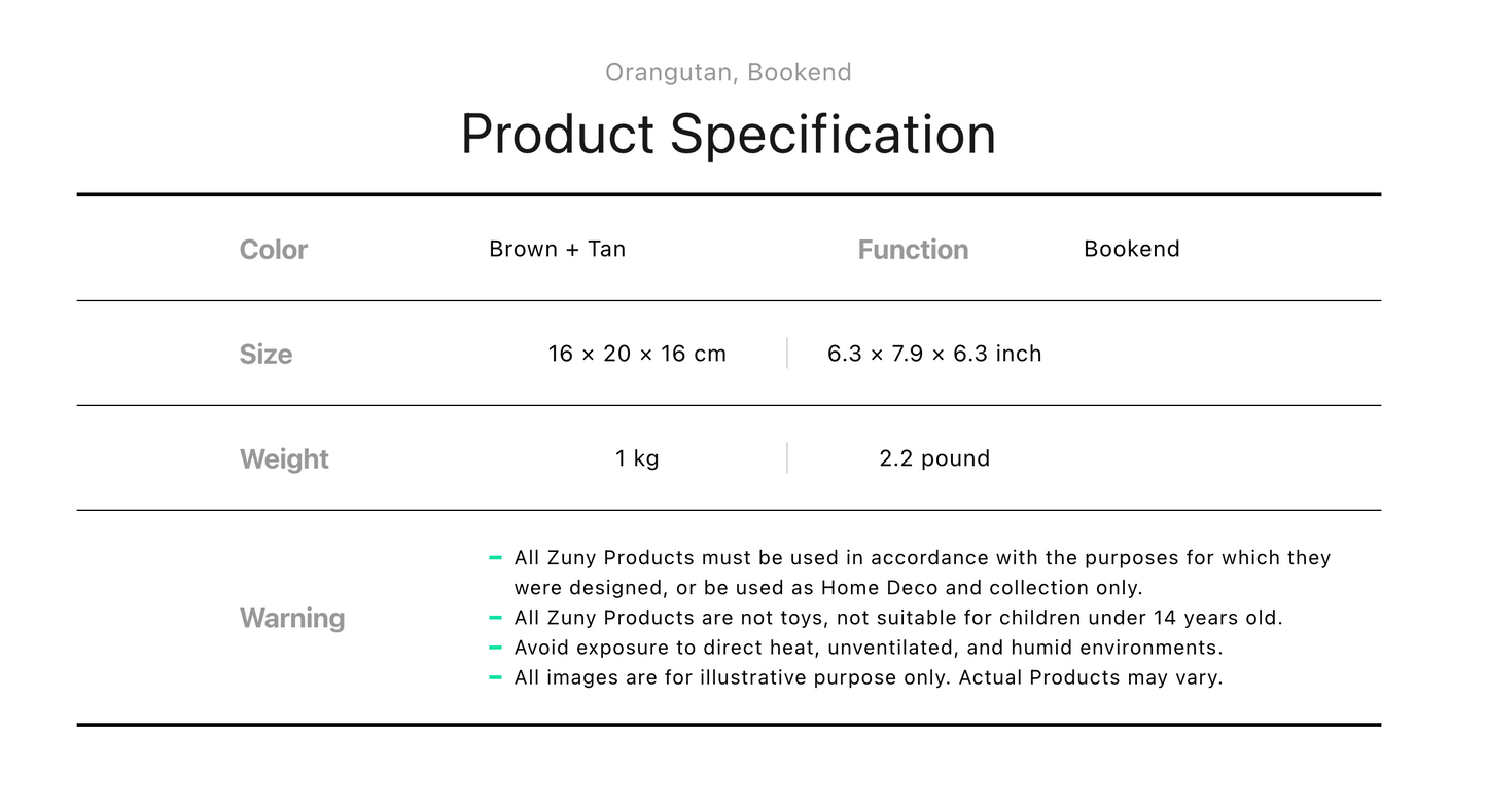 Zuny Orangutan (Bookend)