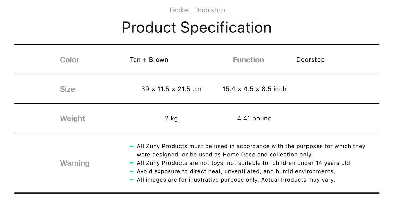 Zuny Classic Teckel Tan (Bookend)