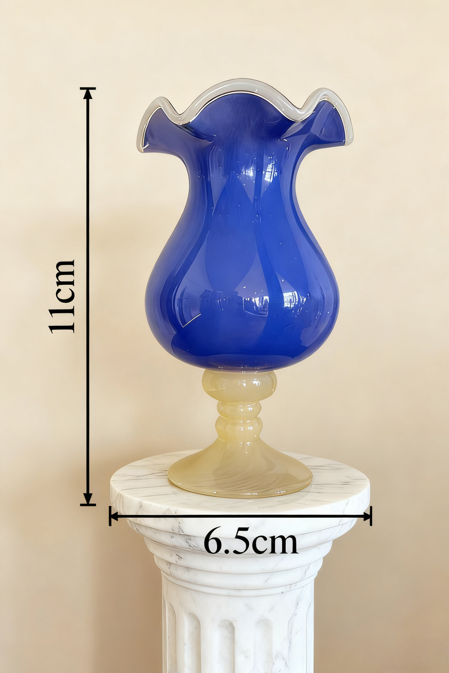 Classic Glass Vase (Tall) - Modern Blue/Cream Colour