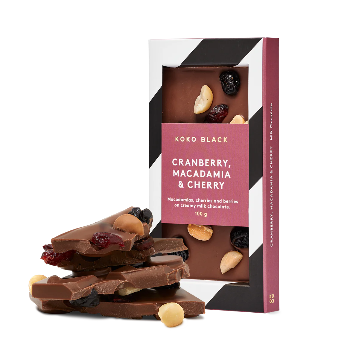 KOKOBLACK Chocolate Cranberry Macadamia & Cherry | 100g