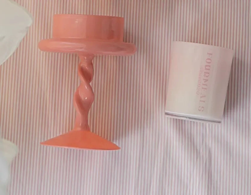 Pink Candle with Holder