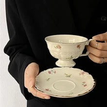 French Retro Ceramic Coffee Set (Saucer+Mug)