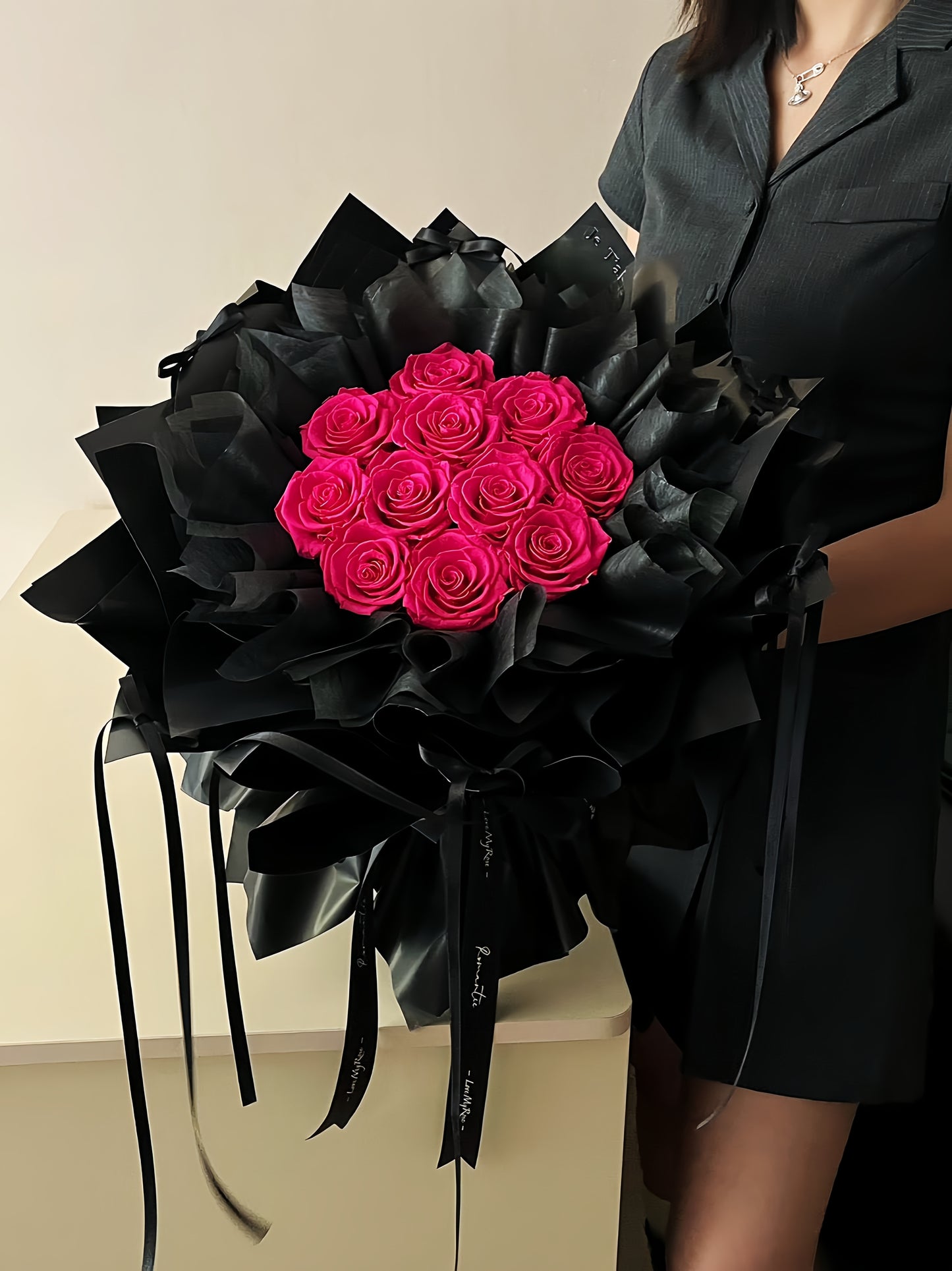 Fuchsia Kiss Preserved Rose(Romantic Eternal Flower Gift for Girlfriend, Birthday, Valentine’s Day)