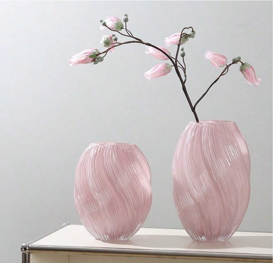 Dusty Pink Oval Spiral Vase - Tall