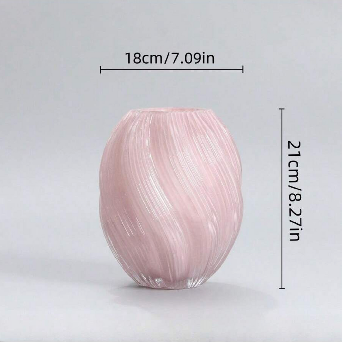 Dusty Pink Oval Spiral Vase - Short