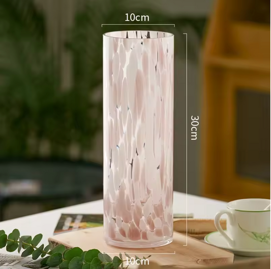 Medieval Confetti Pink Leopard Glass Vase