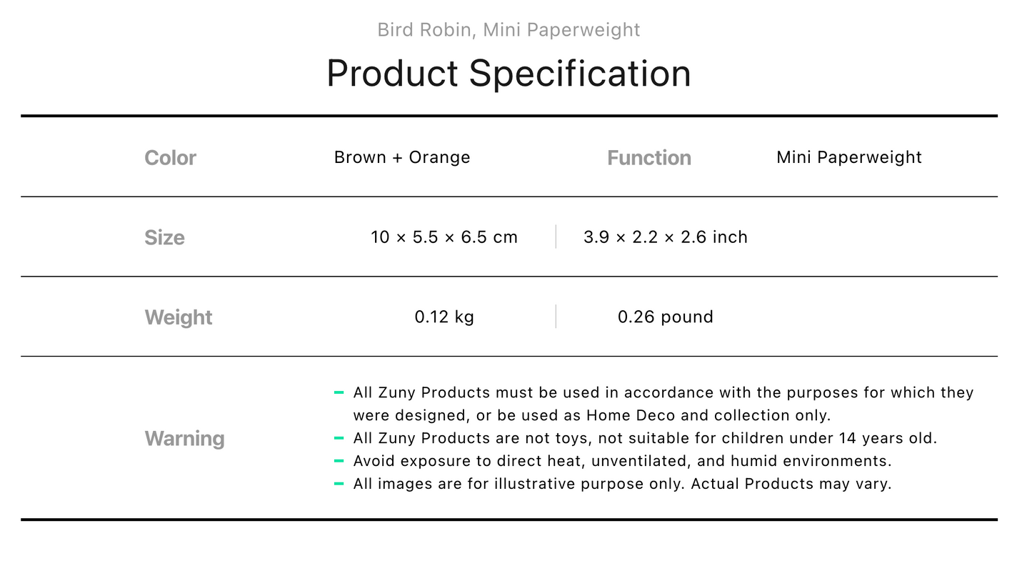 Zuny Bird Robin (Mini Paperweight)
