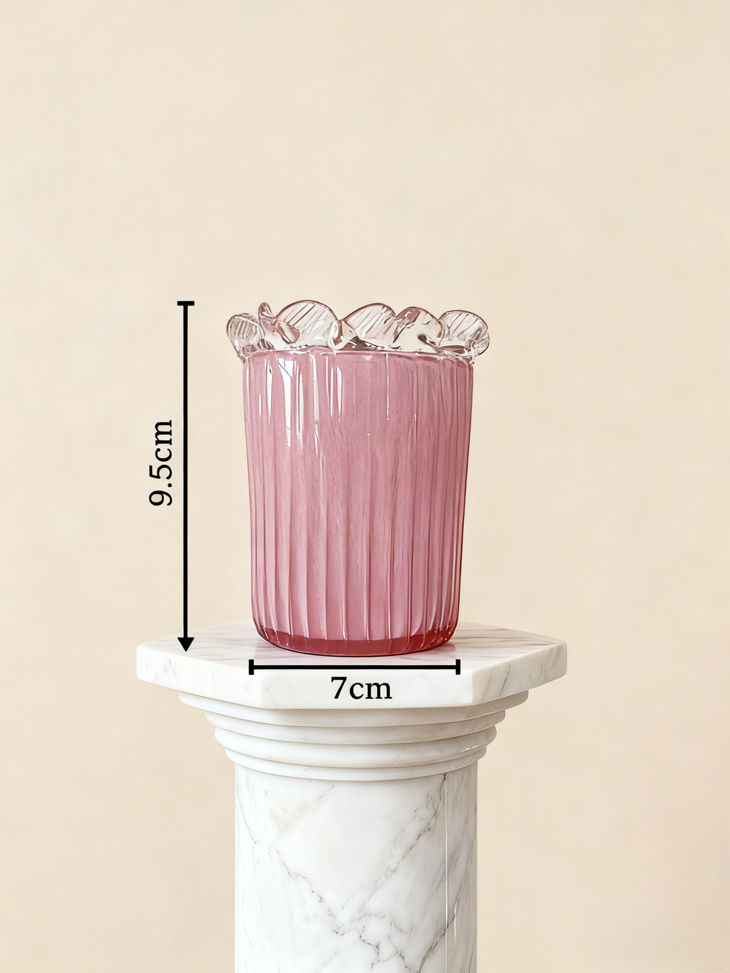 Petal Blush Colour Glass Vase (Wide Opening)