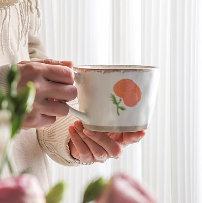 Hand-painted Ceramic Mug Set - Retro Design for Coffee and Tea