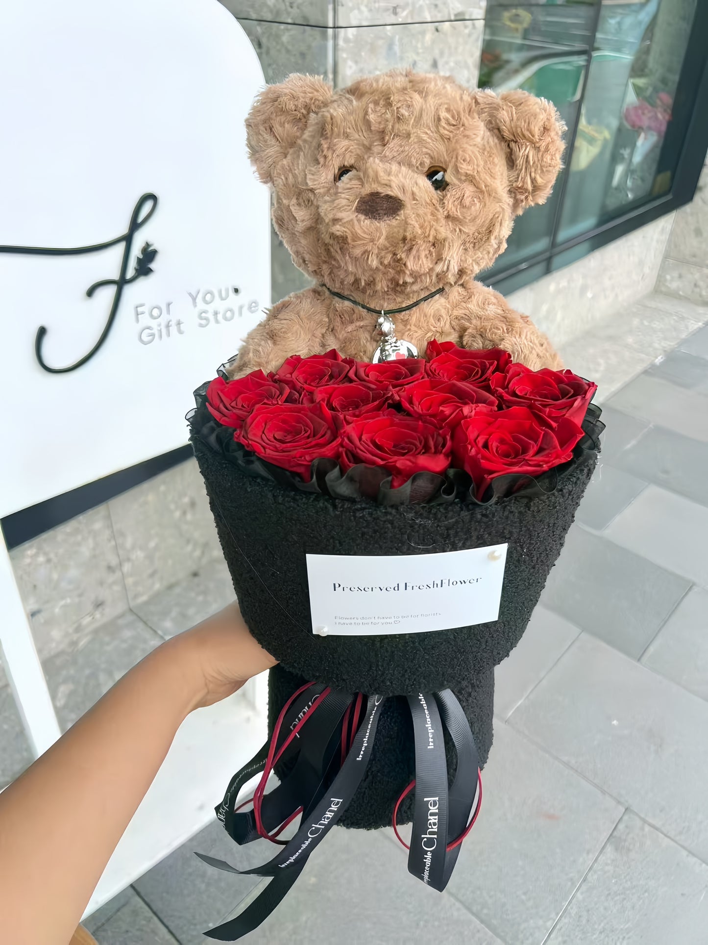 Eternal Rose & Teddy Embrace