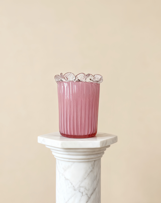 Petal Blush Colour Glass Vase (Wide Opening)