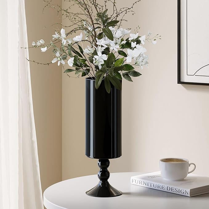 French Country Black Glass Vase