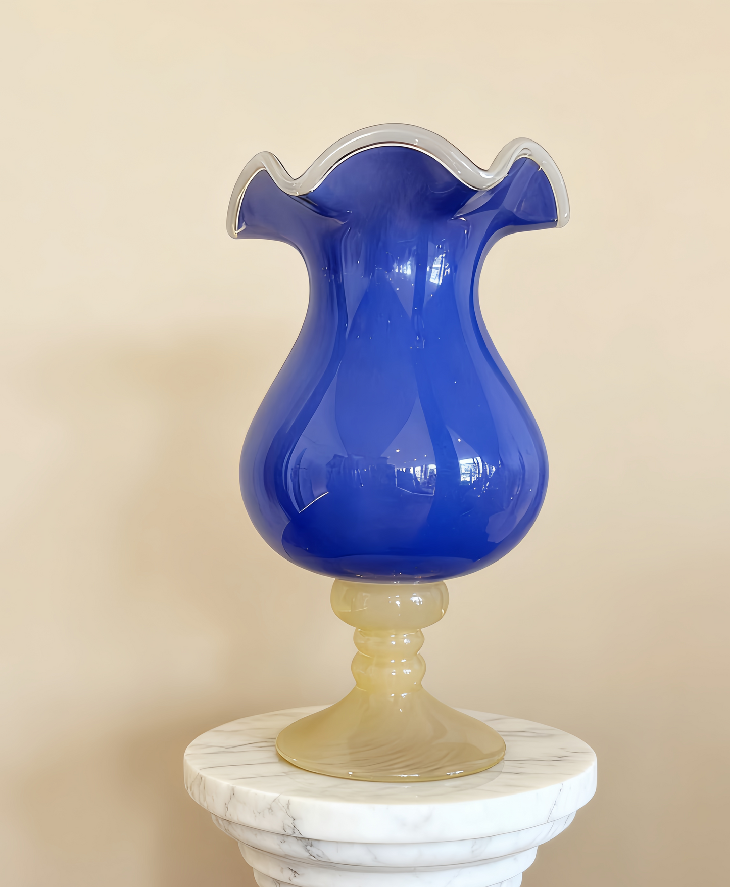 Classic Glass Vase (Tall) - Modern Blue/Cream Colour