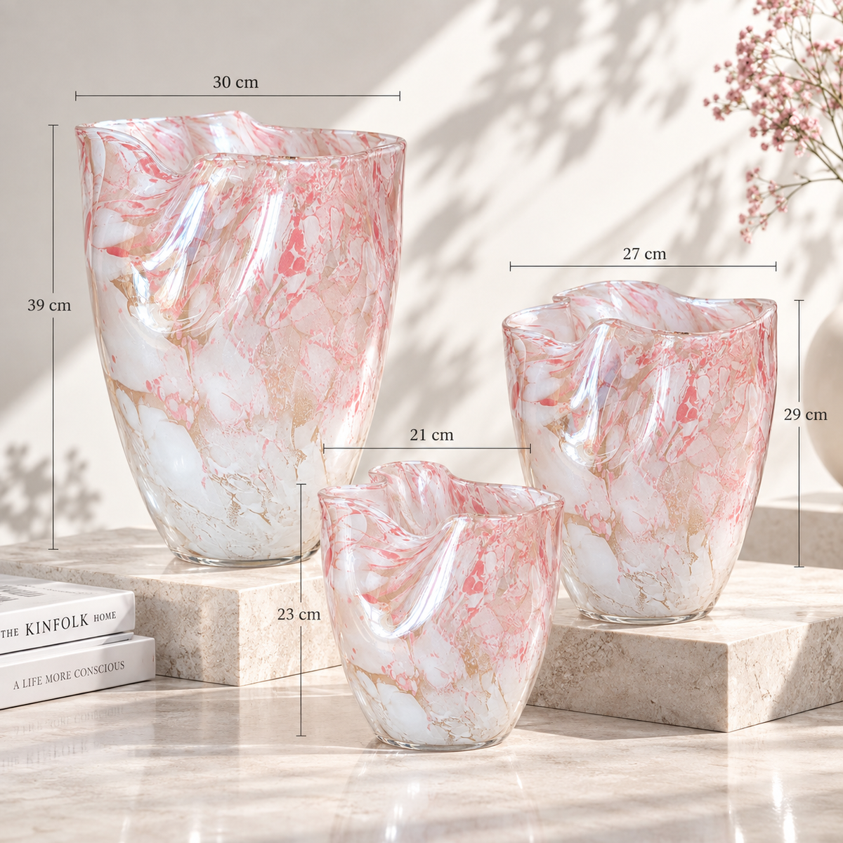 Blush Marble Glass Vase