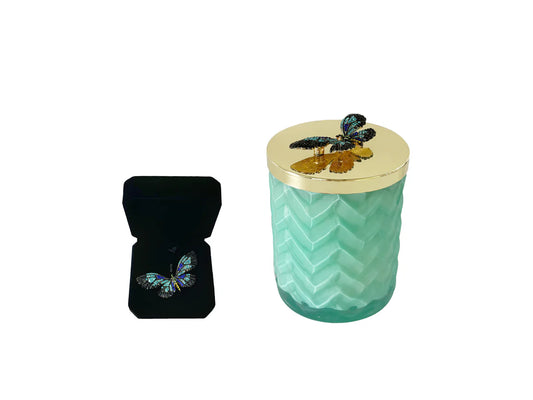 Cote Noire Scented Herringbone Candle (with Scarf & Brooch) - PERSIAN LIME