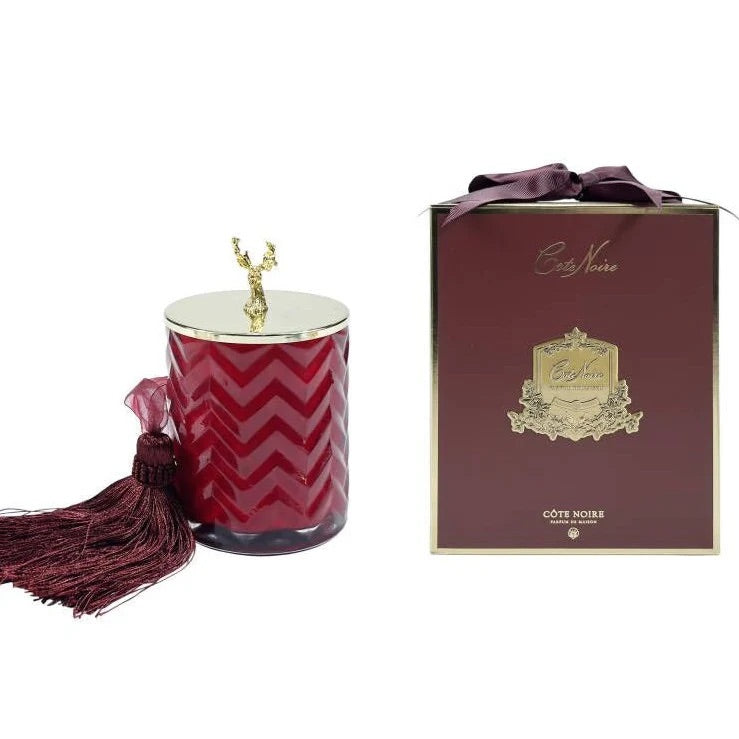 Cote Noire Scented Christmas Herringbone Candle (with Scarf & Brooch) - Coconut Biscuit