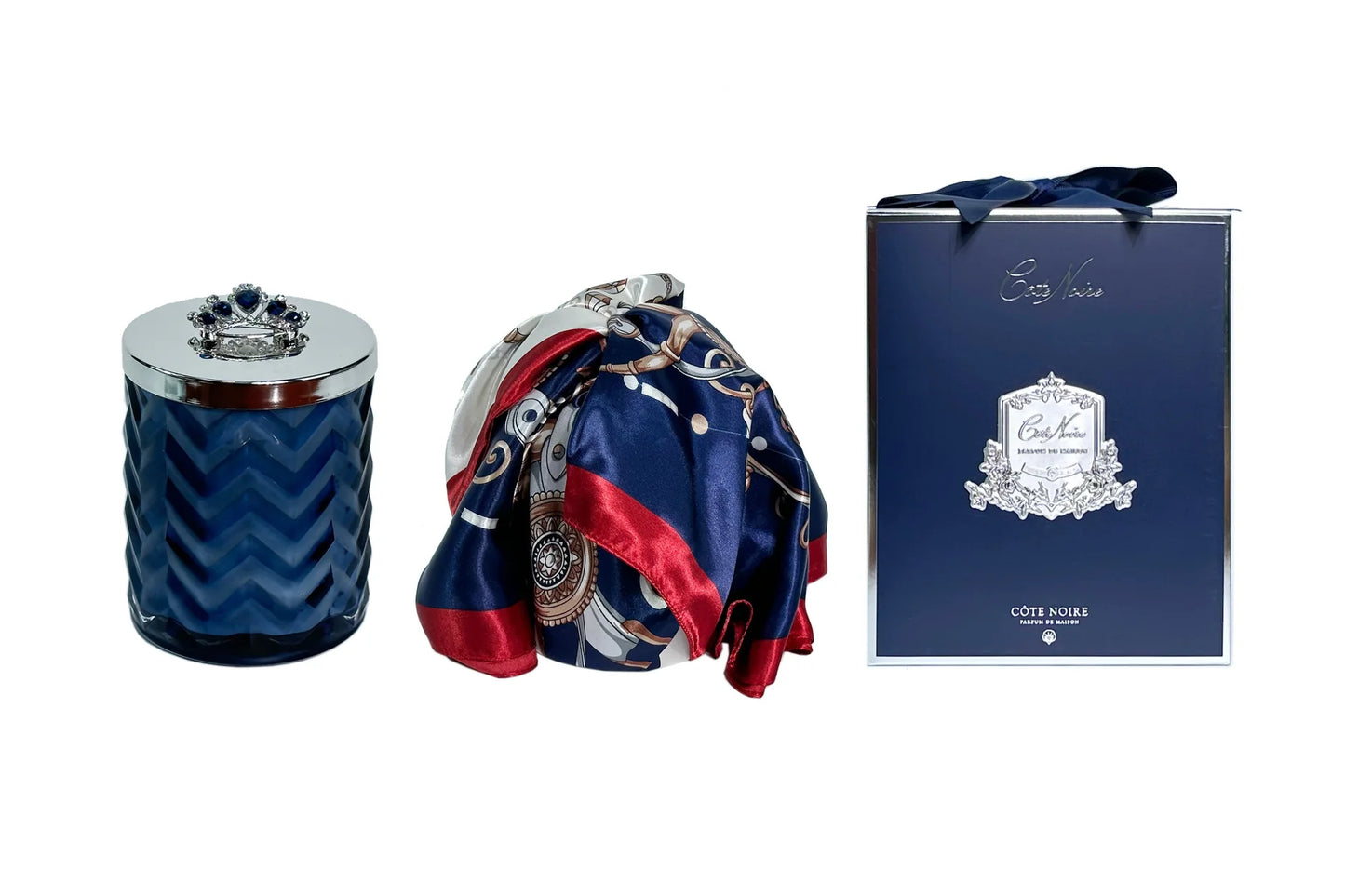 Cote Noire Scented Herringbone Candle (with Scarf & Brooch) - A Garden in Versailles