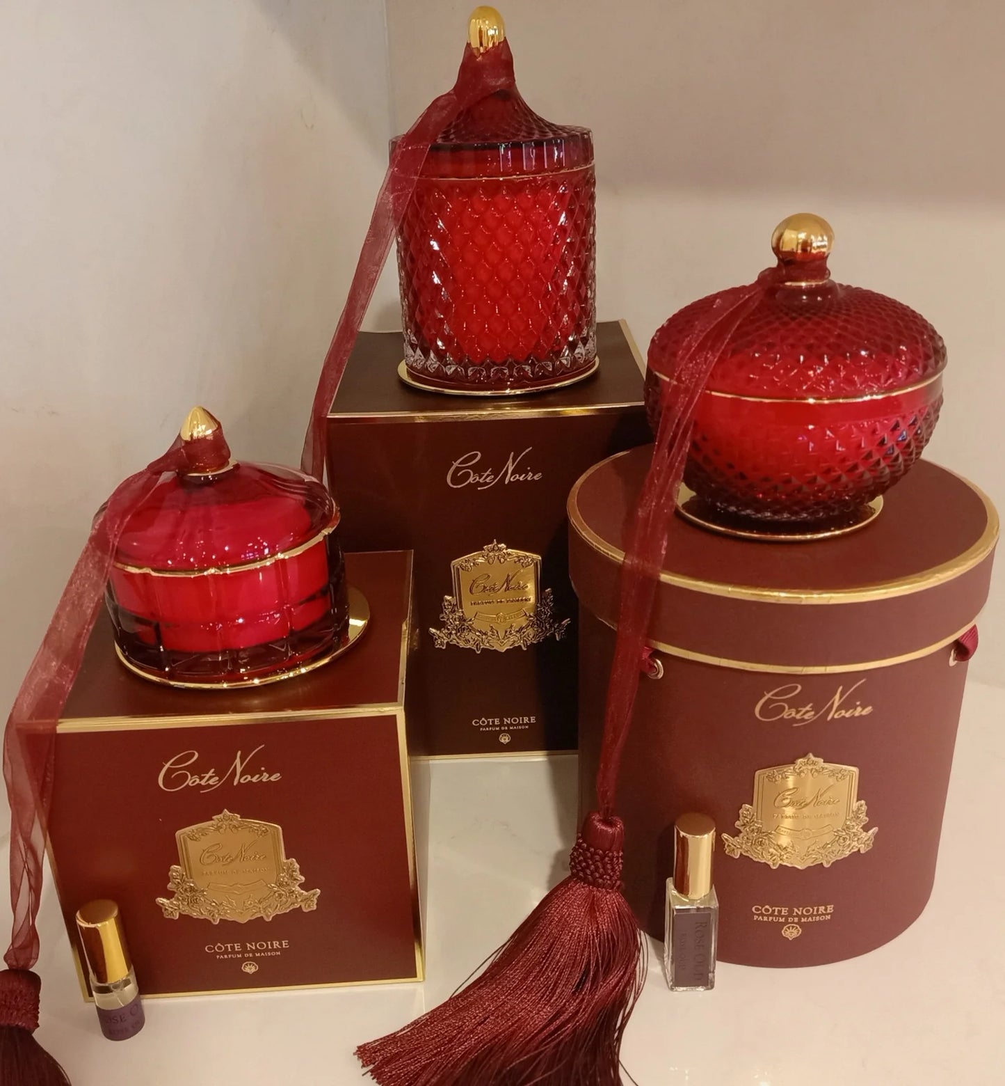 Cote Noire Art Deco Candle (Red & Gold) - Rose Oud