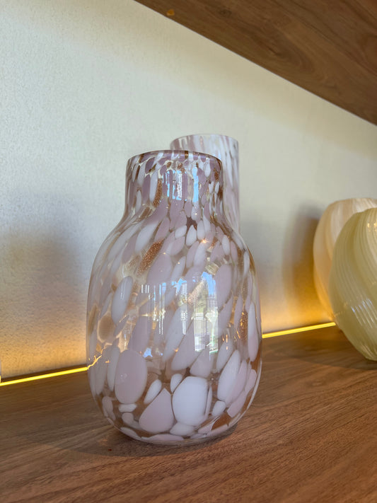 Jaslyn Speckle Glass Vase -  White, Gold & Lilac