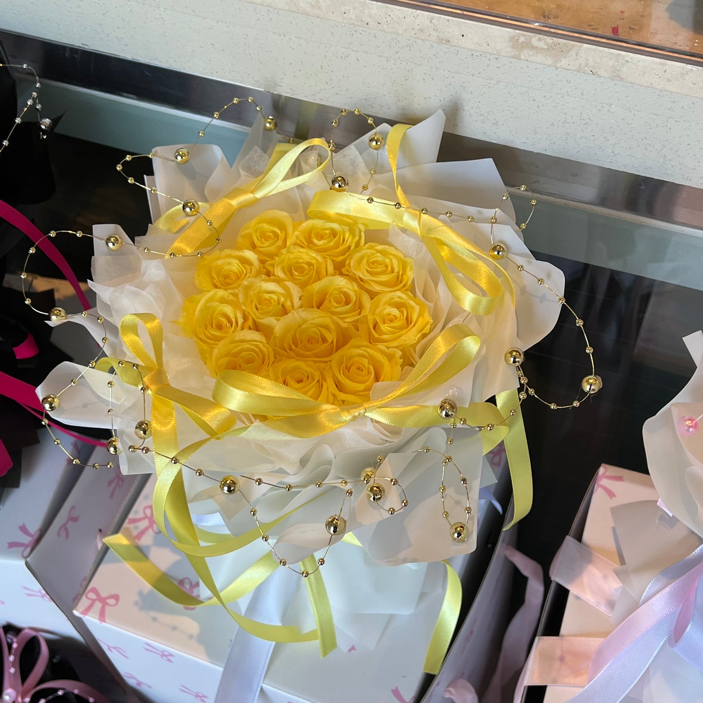 Small Rose Preserved Flower Round Bouquet (Different Colours Available)