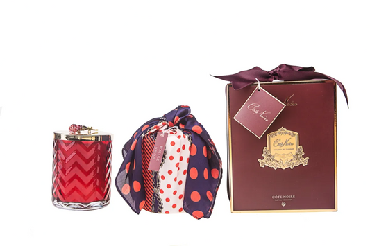 Cote Noire Scented Herringbone Candle (with Scarf & Brooch) - Rose Oud