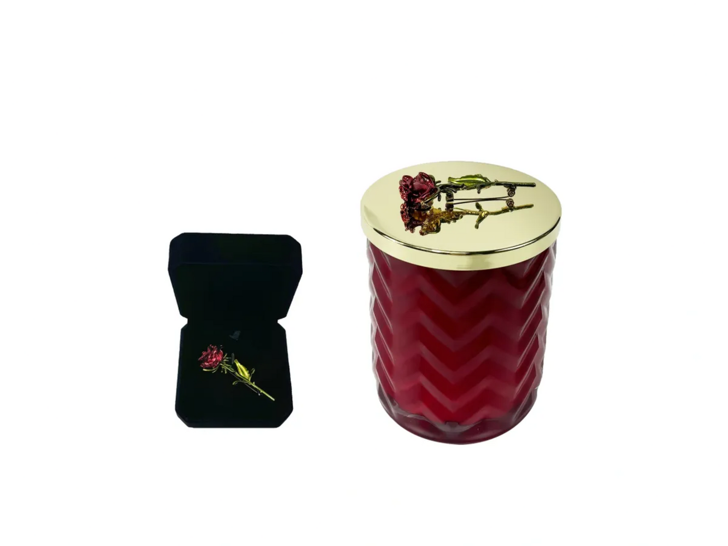 Cote Noire Scented Herringbone Candle (with Scarf & Brooch) - Rose Oud