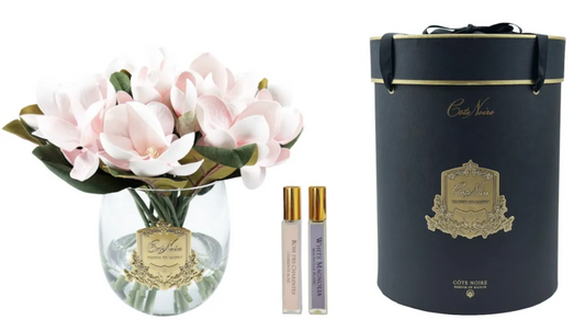 Cote Noire Scented Pink Magnolia Bouquet - Clear/Gold