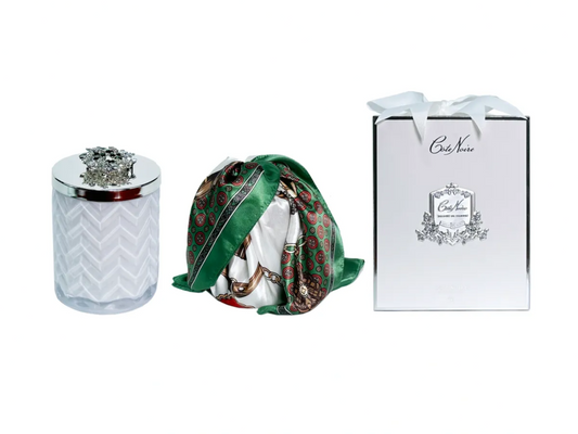 Cote Noire Scented Herringbone Candle (with Scarf & Brooch) - BELLE EPOQUE