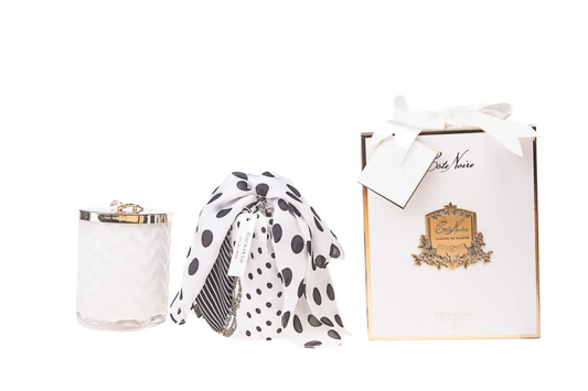 Cote Noire Scented Herringbone Candle (with Scarf & Brooch) - LILY FLOWER