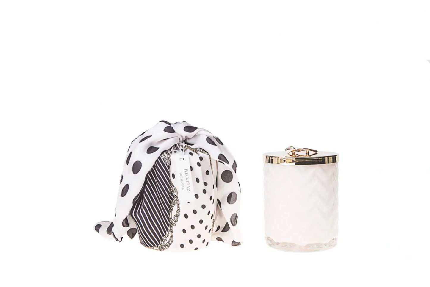 Cote Noire Scented Herringbone Candle (with Scarf & Brooch) - LILY FLOWER