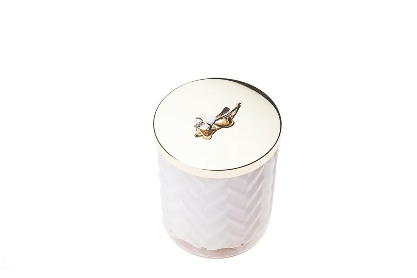 Cote Noire Scented Herringbone Candle (with Scarf & Brooch) - LILY FLOWER