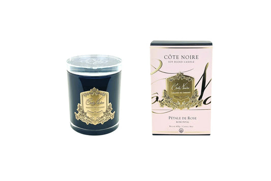 Cote Noire Crystal Glass Lid Candle 450g - ROSE PETAL