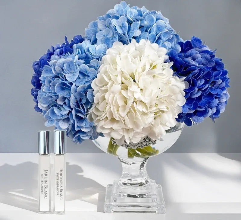 Cote Noire Provence Scented Blue & White Hydrangea Bouquet - Medium