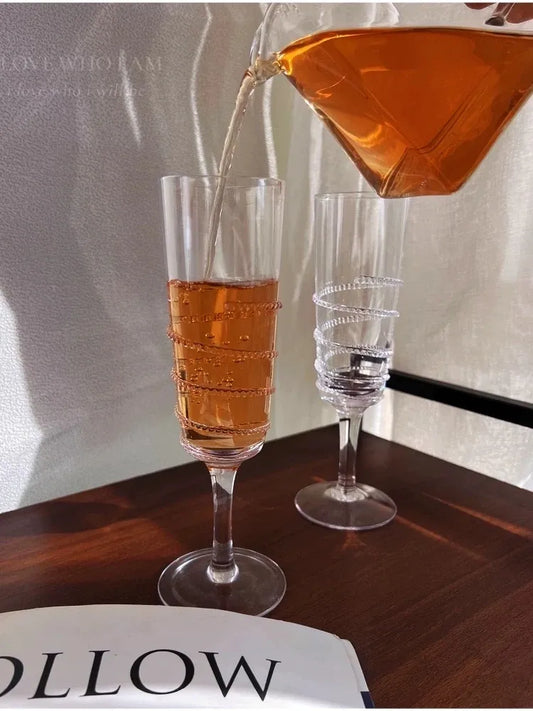 Twist Diamond Champagne Glasses (set)