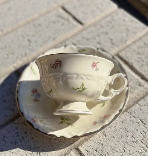 French Retro Ceramic Coffee Set (Saucer+Mug)