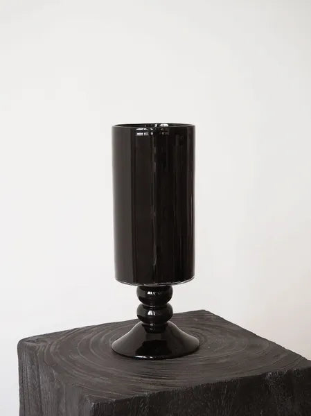 French Country Black Glass Vase