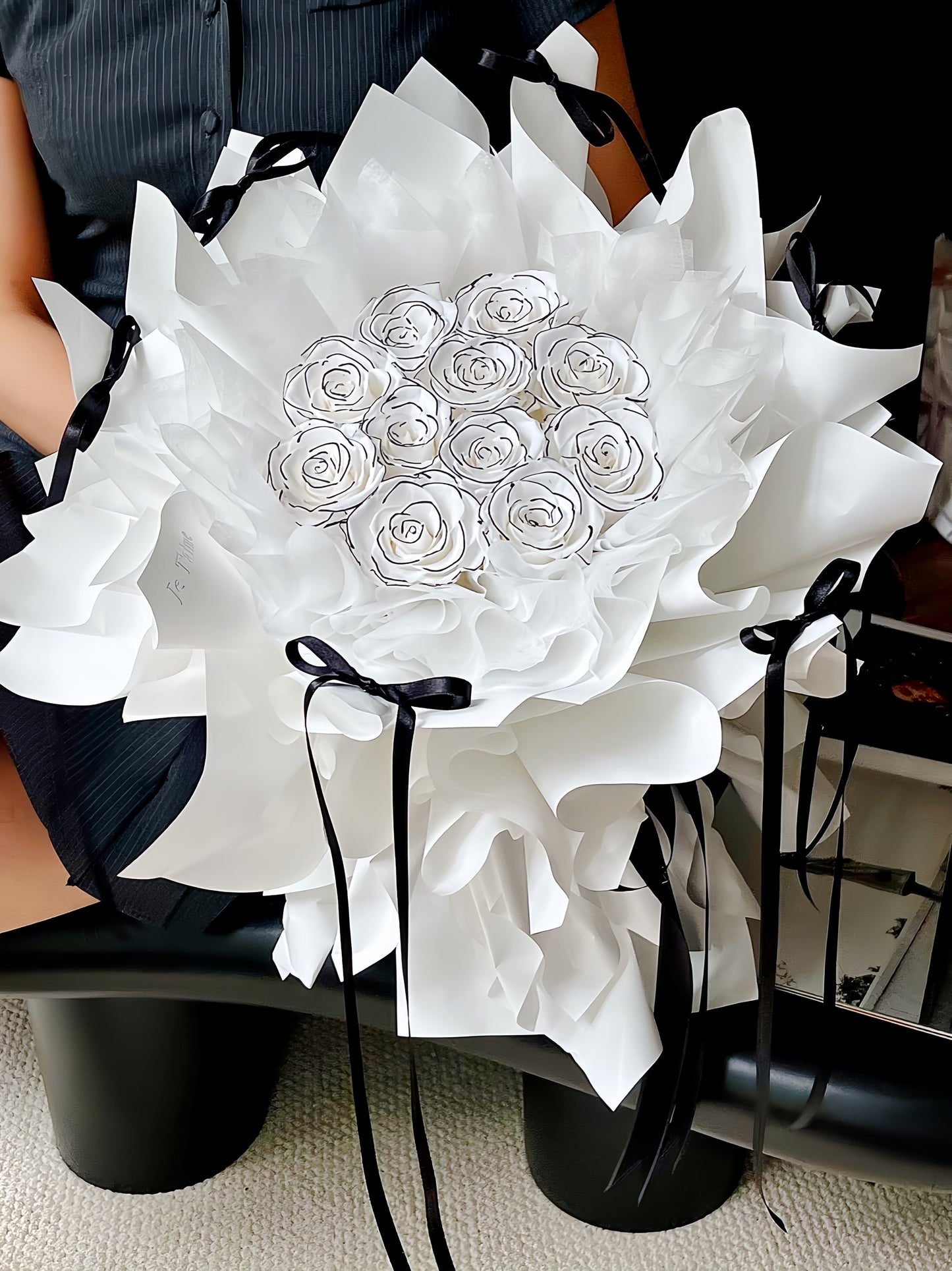 Moonlit Veil Preserved Rose(Elegant Eternal Flower Gift for Wedding, Anniversary, Valentine’s Day)