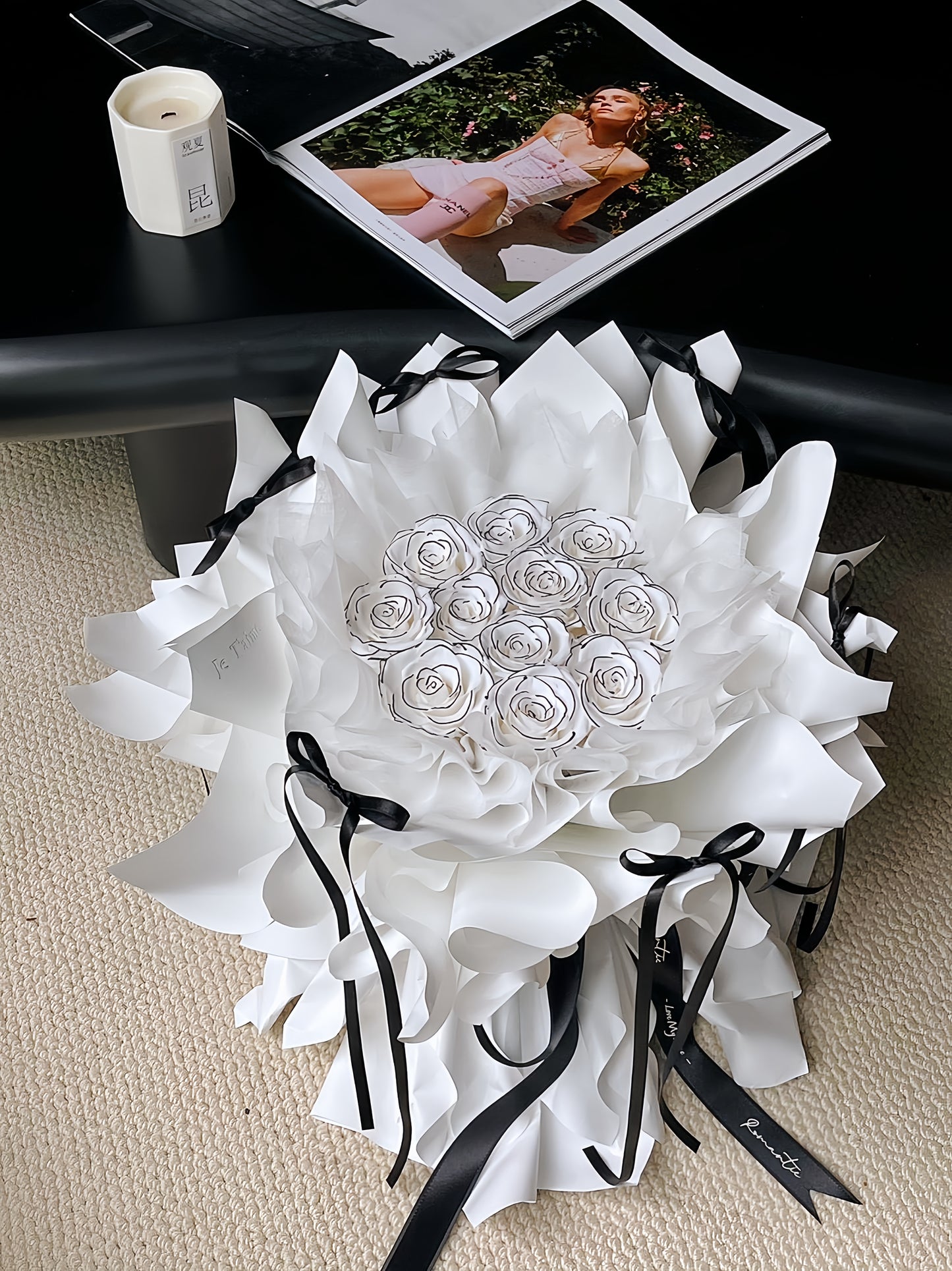 Moonlit Veil Preserved Rose(Elegant Eternal Flower Gift for Wedding, Anniversary, Valentine’s Day)