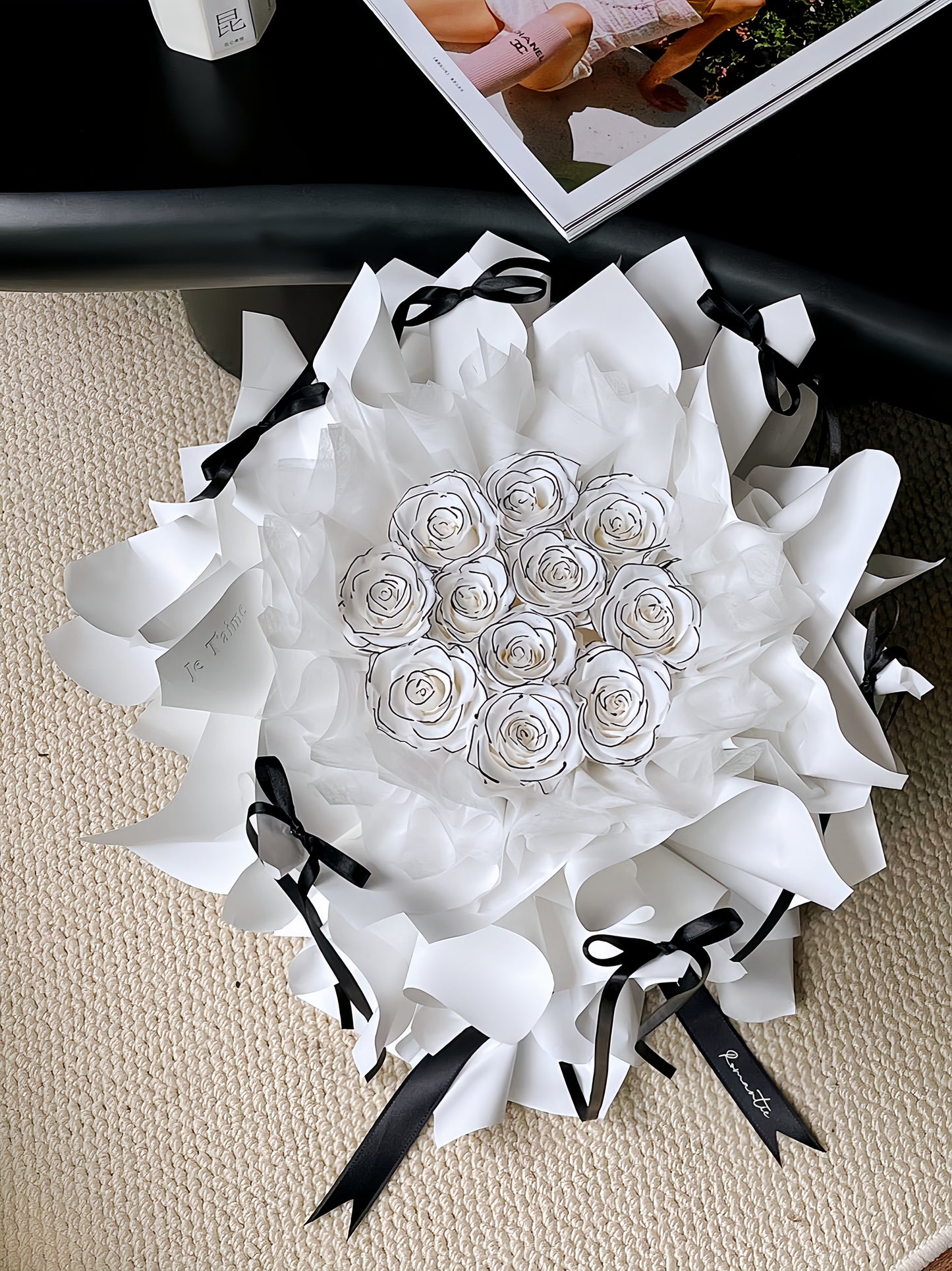 Moonlit Veil Preserved Rose(Elegant Eternal Flower Gift for Wedding, Anniversary, Valentine’s Day)