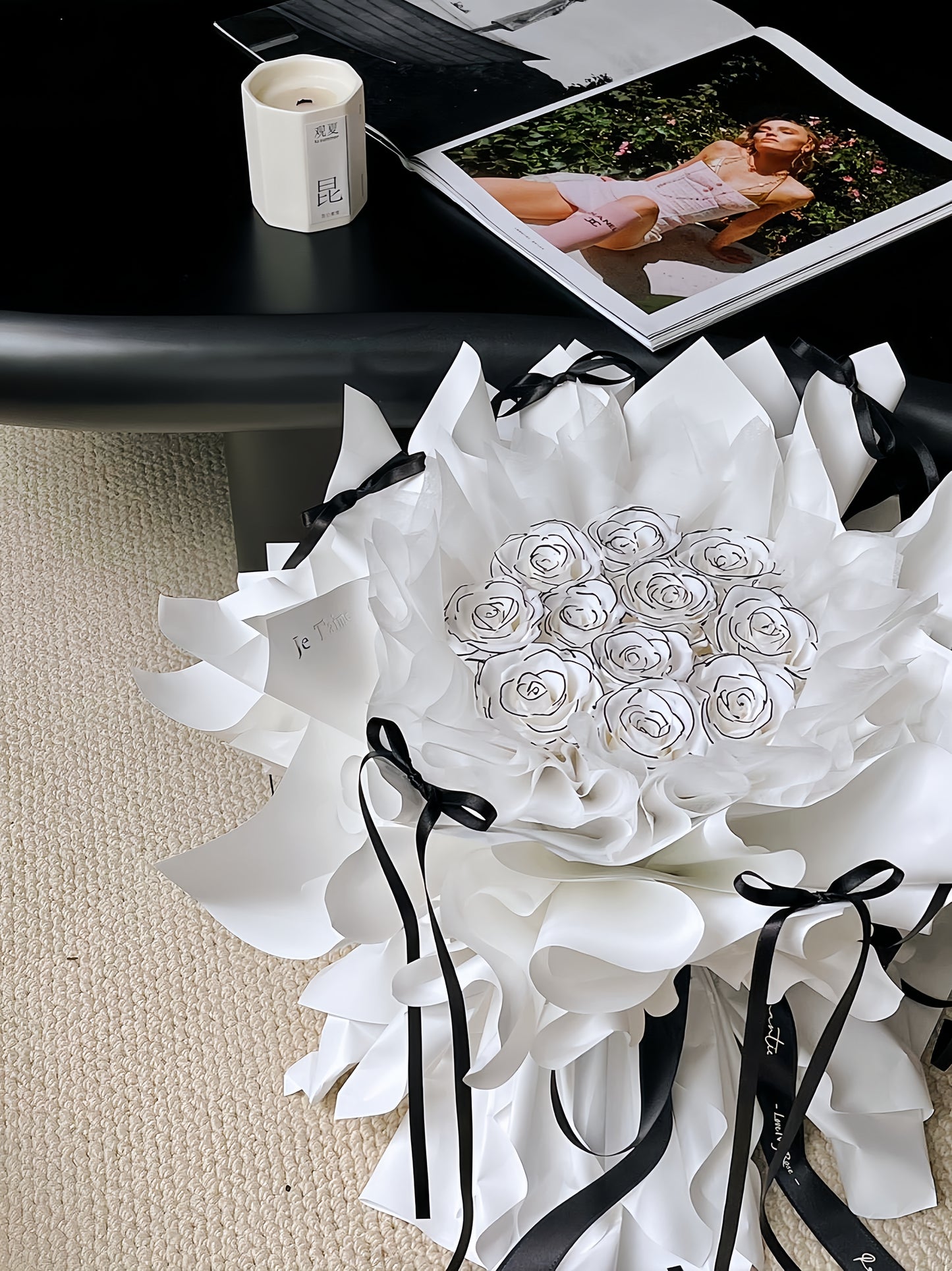 Moonlit Veil Preserved Rose(Elegant Eternal Flower Gift for Wedding, Anniversary, Valentine’s Day)